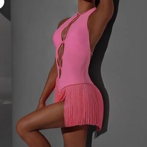 Elegant Pink Fringe Dress